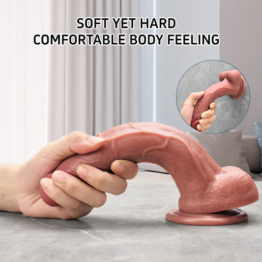 Health Friendly Silicone Soft Resilient Dark Skin Color Dildo