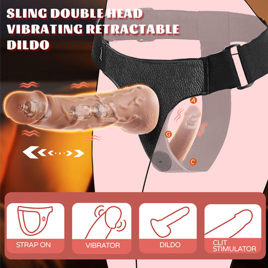Vibrating Telescopic Remoted Wearable Dual Dildos Combo