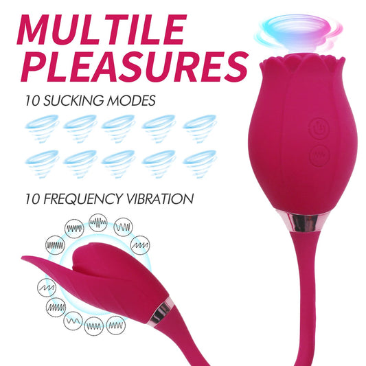 Rose And Leaf Silicone Female Clitoris Sucking Vibrator