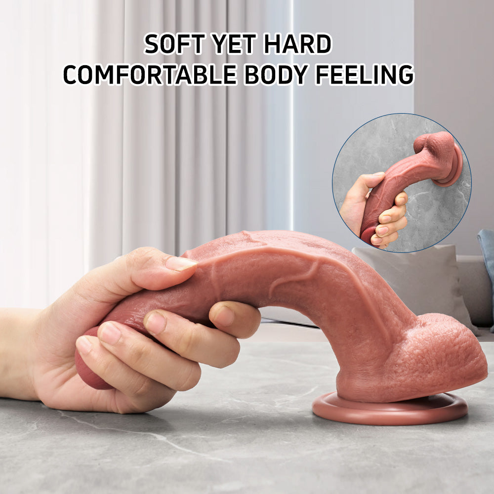 Health Friendly Silicone Soft Resilient Dark Skin Color Dildo