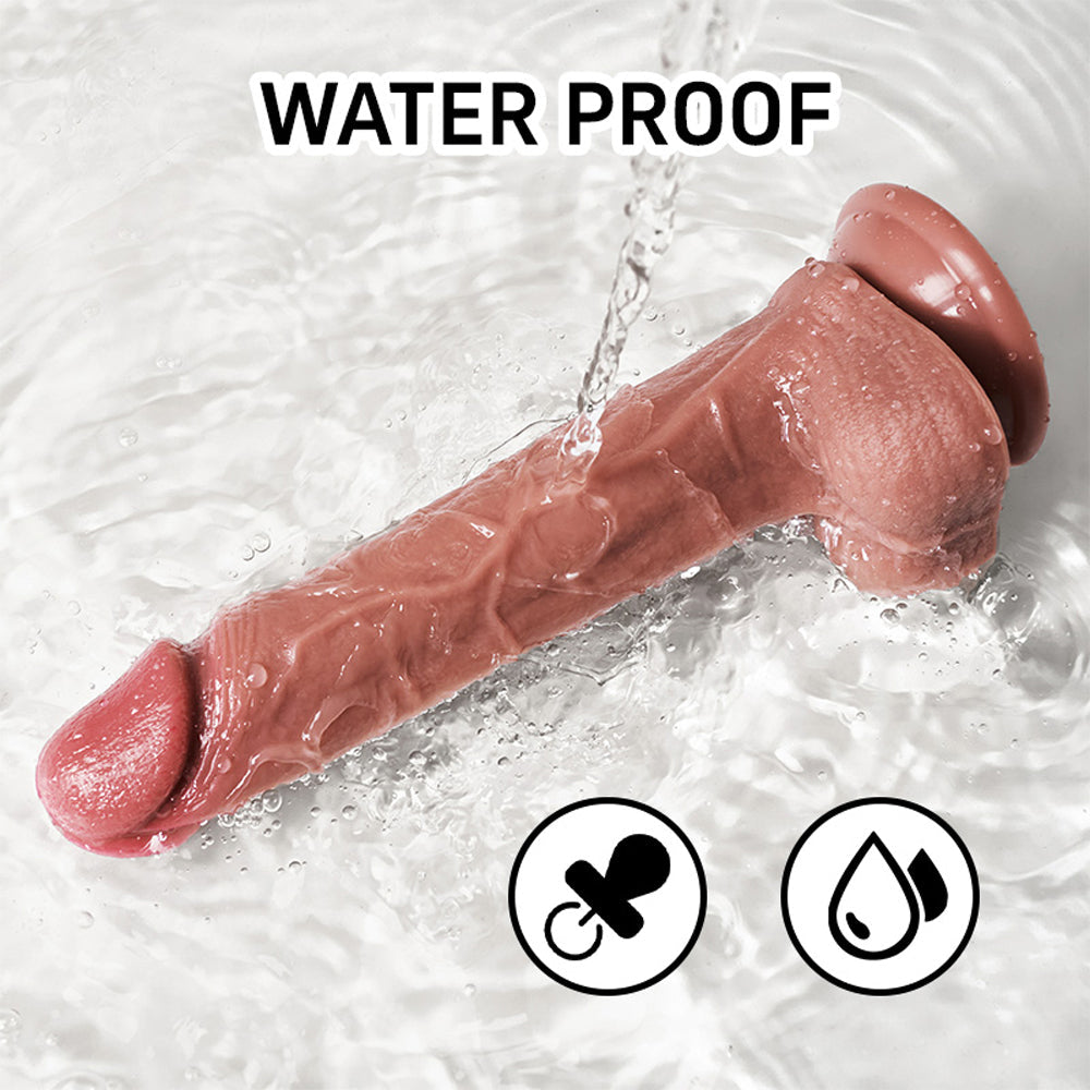 Health Friendly Silicone Soft Resilient Dark Skin Color Dildo