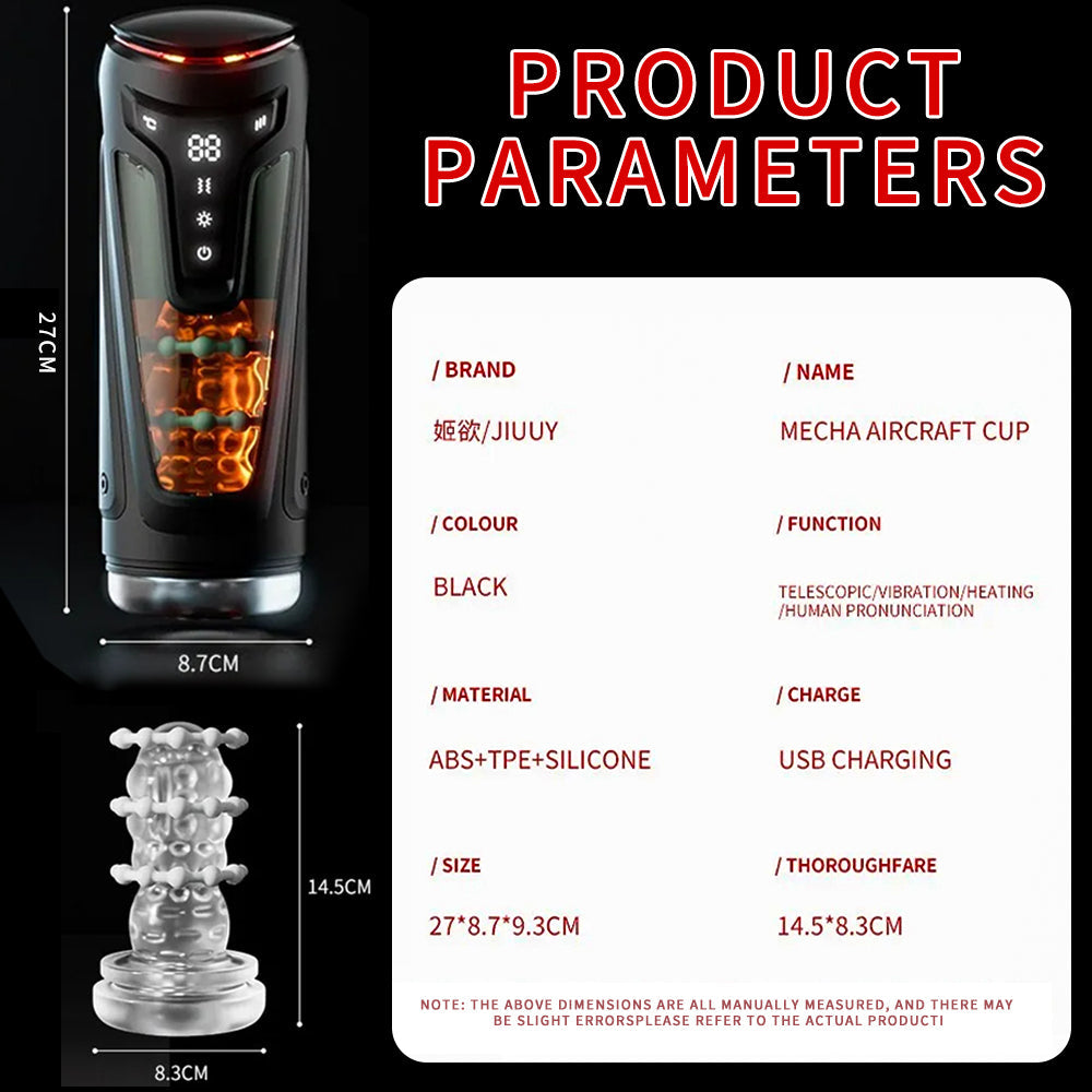 Digital Display Telescopic Heating Rotating Masturbation Cup