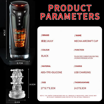 Digital Display Telescopic Heating Rotating Masturbation Cup