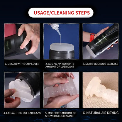 Digital Display Telescopic Heating Rotating Masturbation Cup