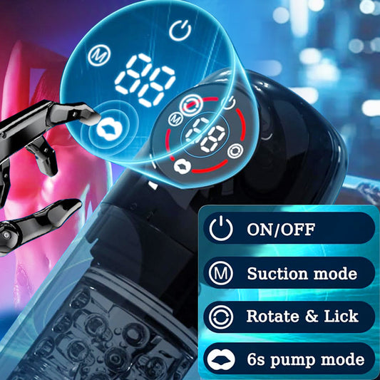Multi Frequencies Thrusting Rotating Sucking Licking Masturbator