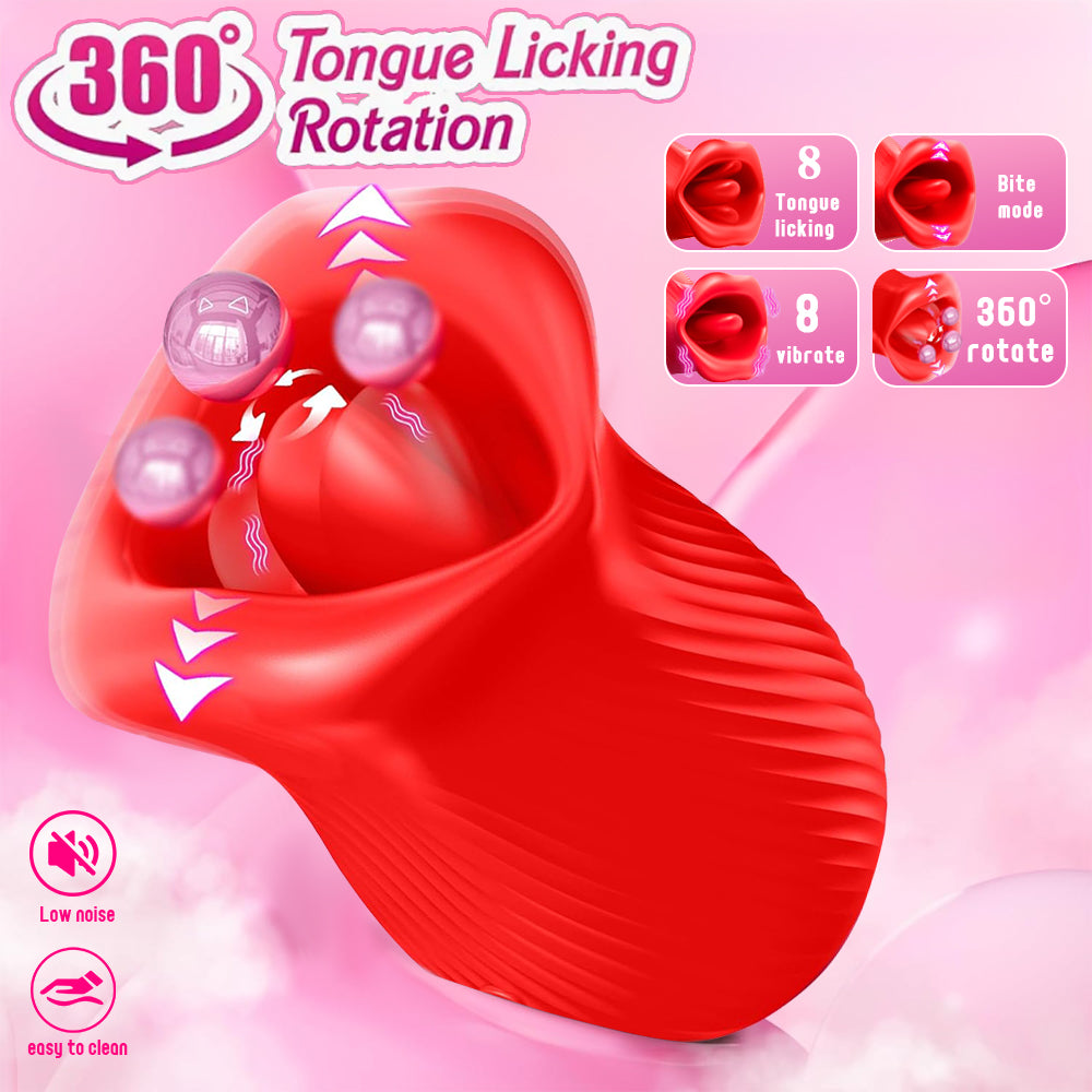 New Generation 360° Tongue Licking Rotation Rose Vibrator