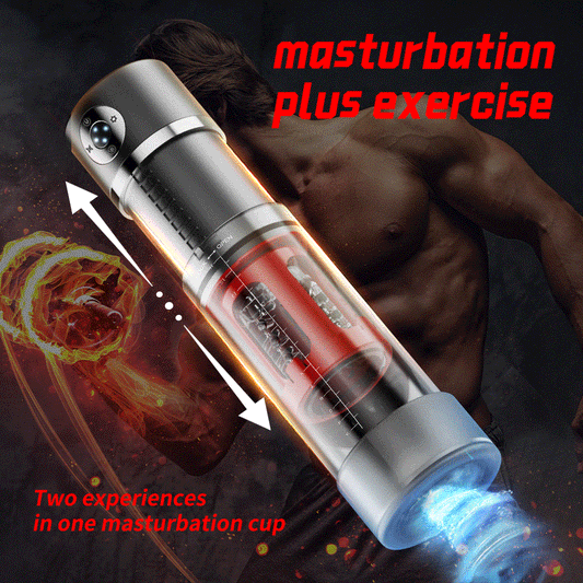Male Penis Strengthen Pumper & Rotating Masturbation Cup 2 in 1