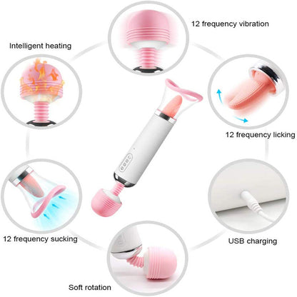 Premium Pleasures Smart Heating Licking Sucking Vibrator