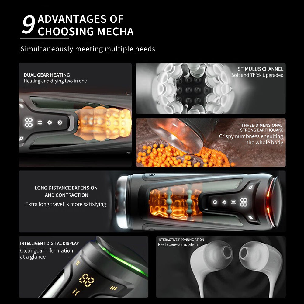 Digital Display Telescopic Heating Rotating Masturbation Cup