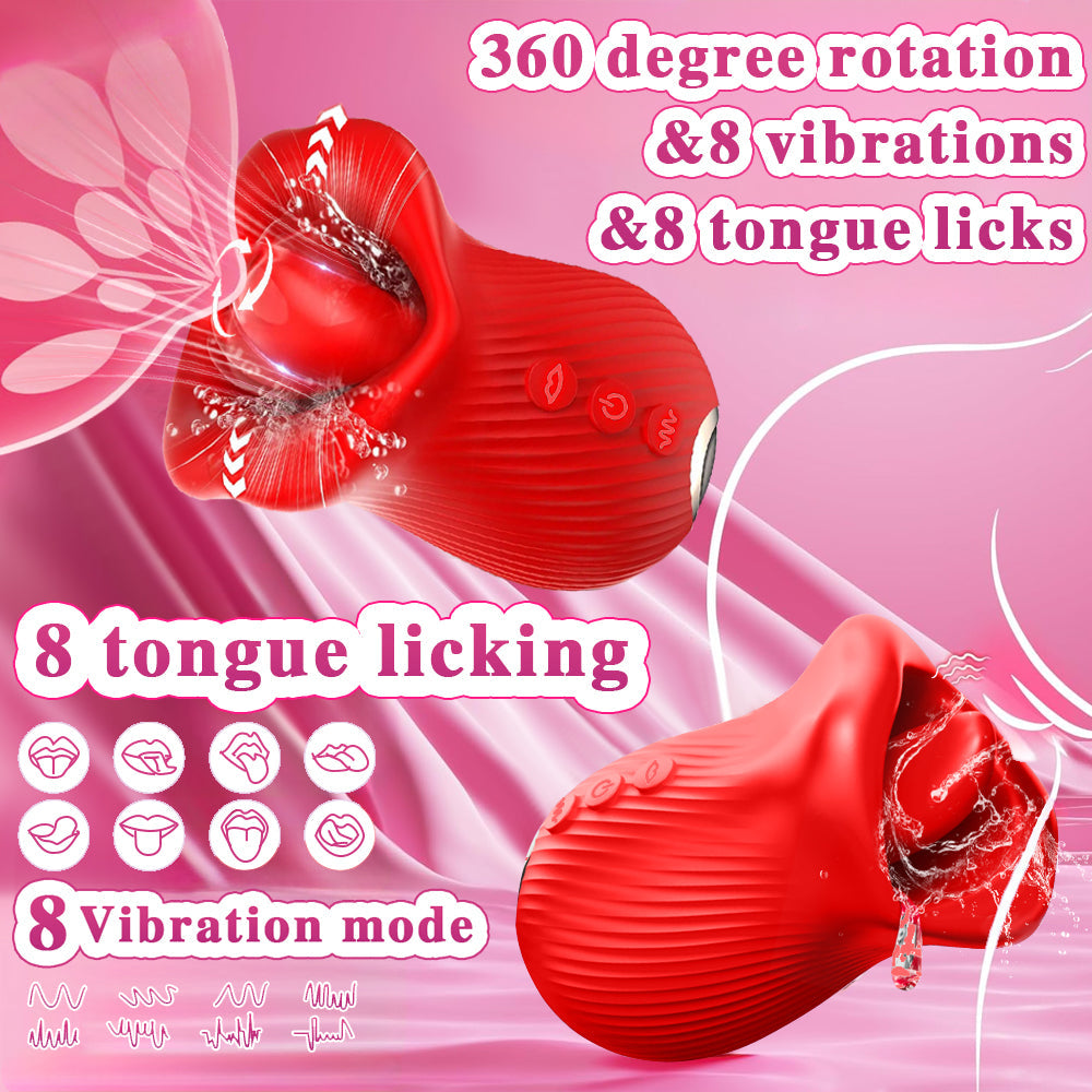New Generation 360° Tongue Licking Rotation Rose Vibrator