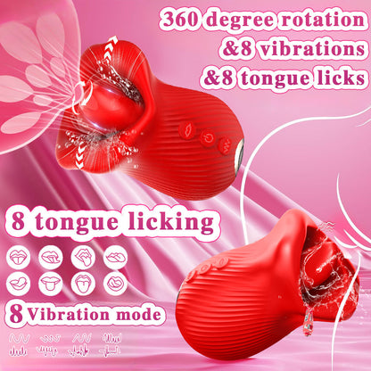 New Generation 360° Tongue Licking Rotation Rose Vibrator