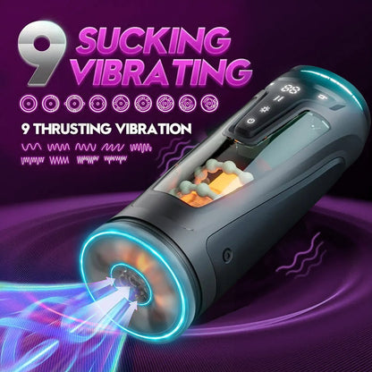Digital Display Telescopic Heating Rotating Masturbation Cup