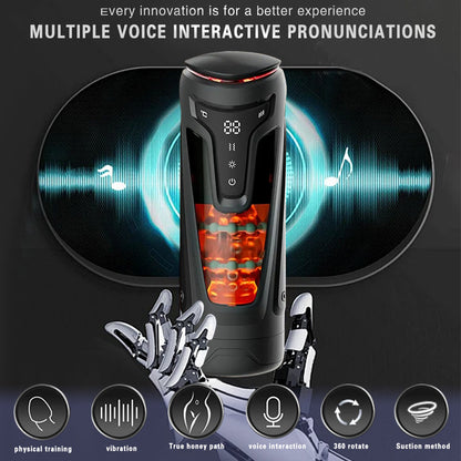 Digital Display Telescopic Heating Rotating Masturbation Cup