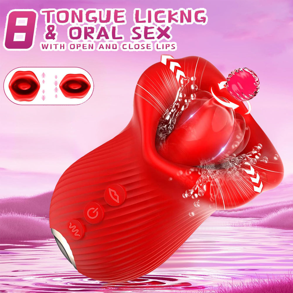 New Generation 360° Tongue Licking Rotation Rose Vibrator