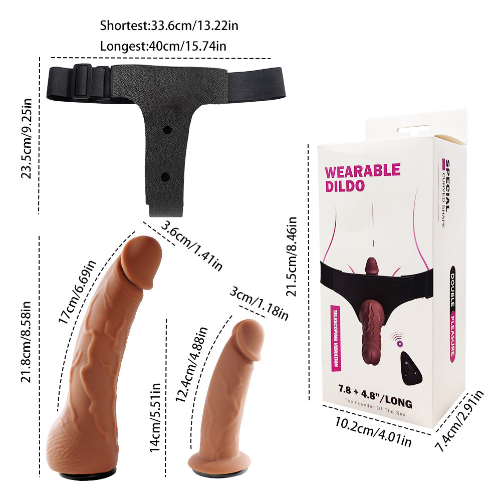 Vibrating Telescopic Remoted Wearable Dual Dildos Combo