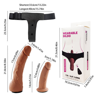 Vibrating Telescopic Remoted Wearable Dual Dildos Combo