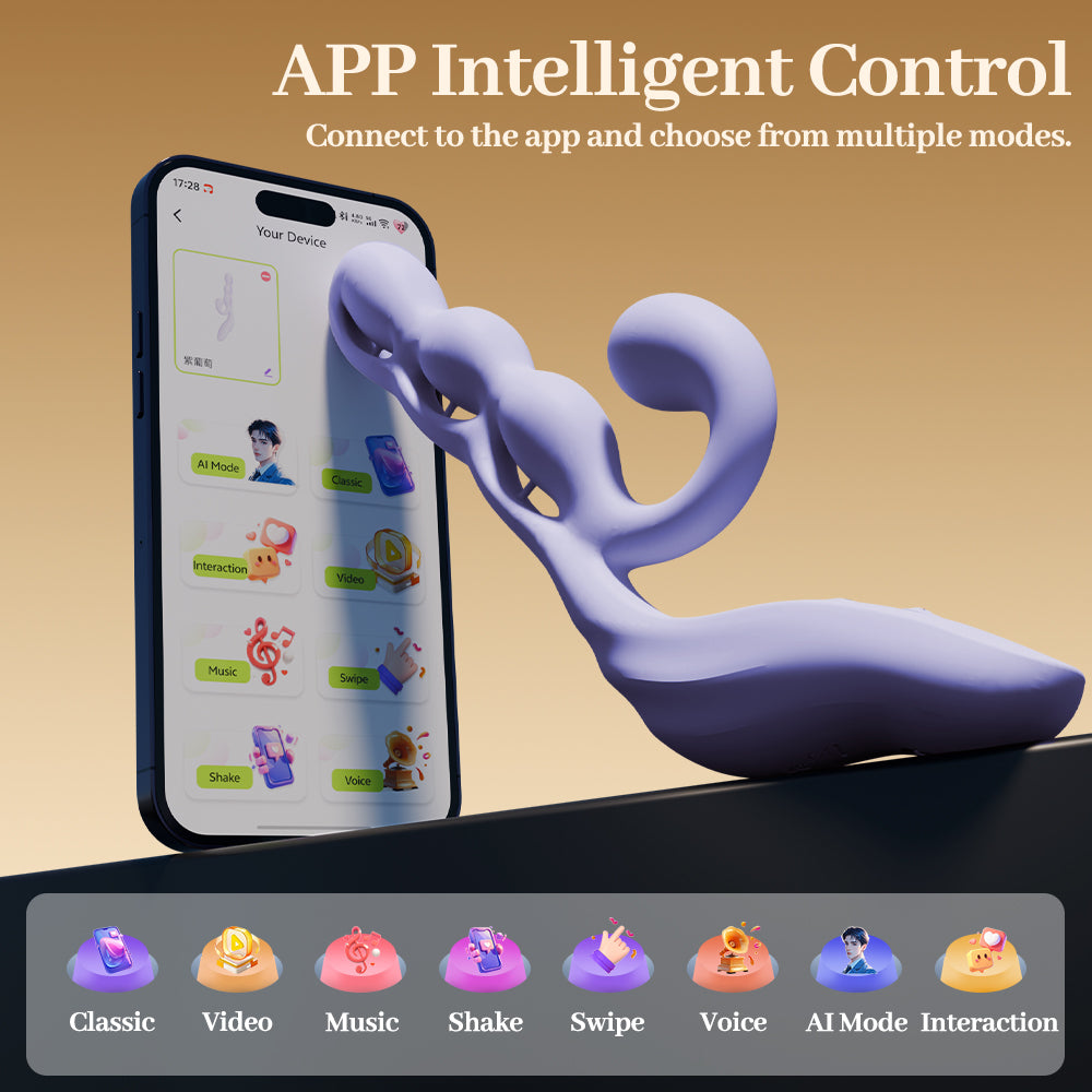 Purple Grape Skin Friendly Mobile Remote Orgasm Vibrator