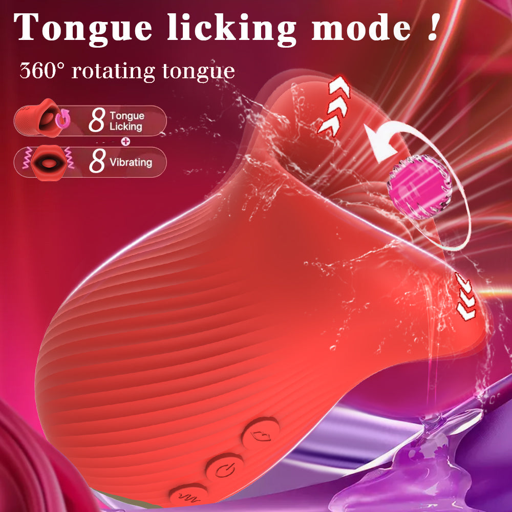 New Generation 360° Tongue Licking Rotation Rose Vibrator