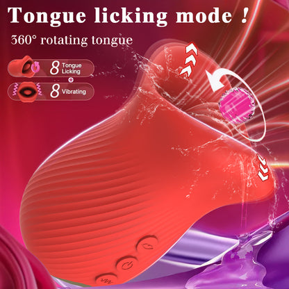 New Generation 360° Tongue Licking Rotation Rose Vibrator