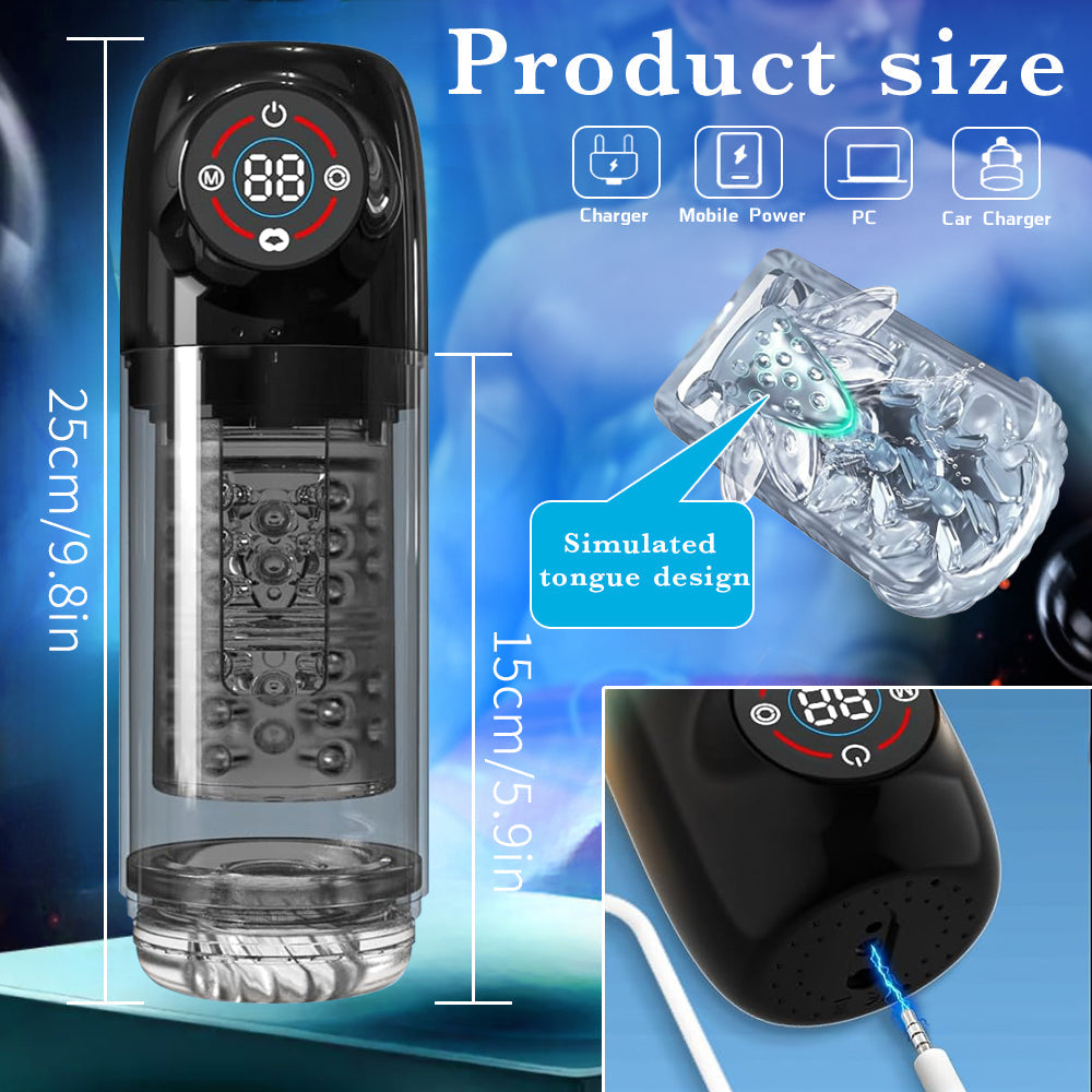 Multi Frequencies Thrusting Rotating Sucking Licking Masturbator