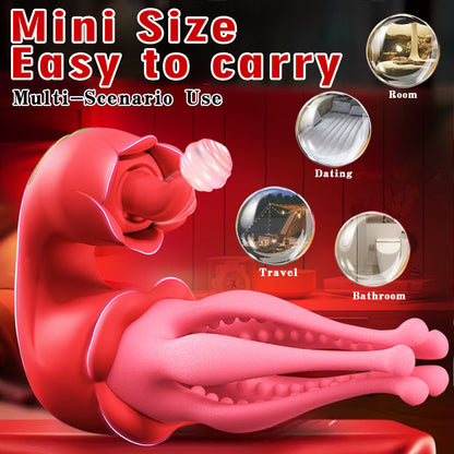 Multiple Pleasures Flower Shape Tongue Licking Swinging Vibrator