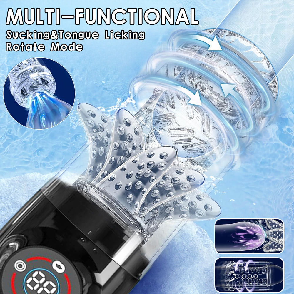 Multi Frequencies Thrusting Rotating Sucking Licking Masturbator