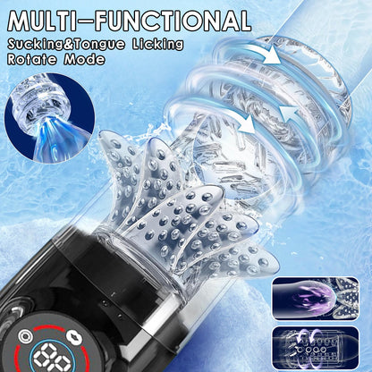 Multi Frequencies Thrusting Rotating Sucking Licking Masturbator