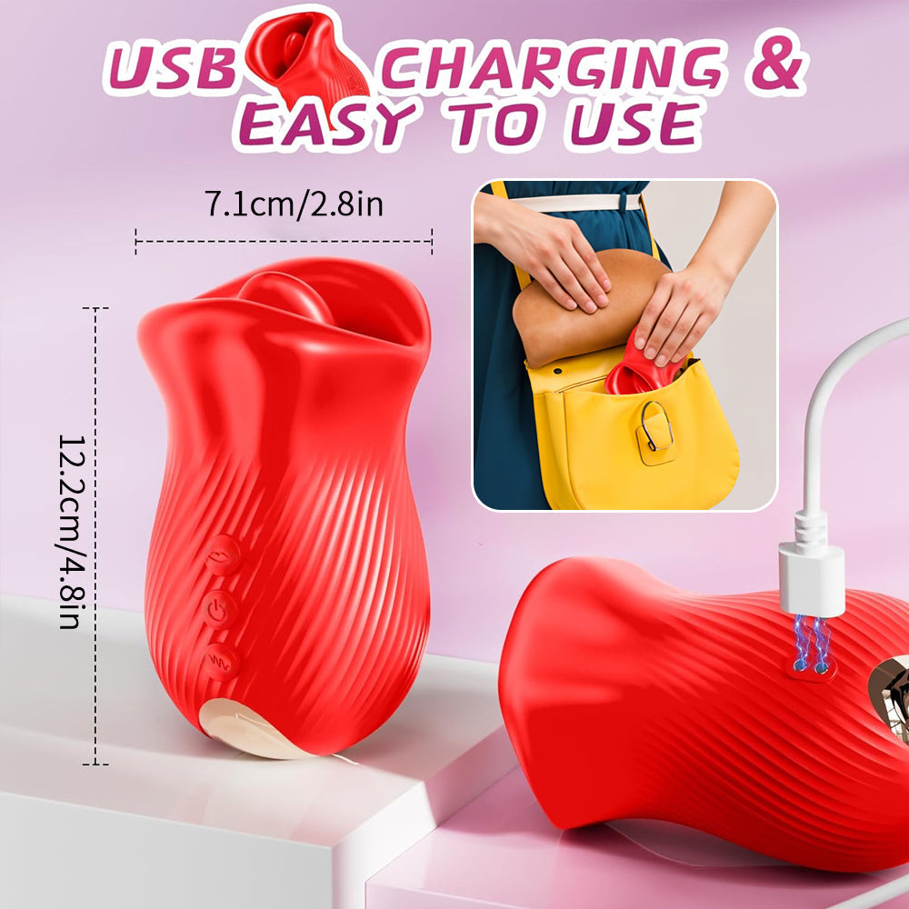 New Generation 360° Tongue Licking Rotation Rose Vibrator