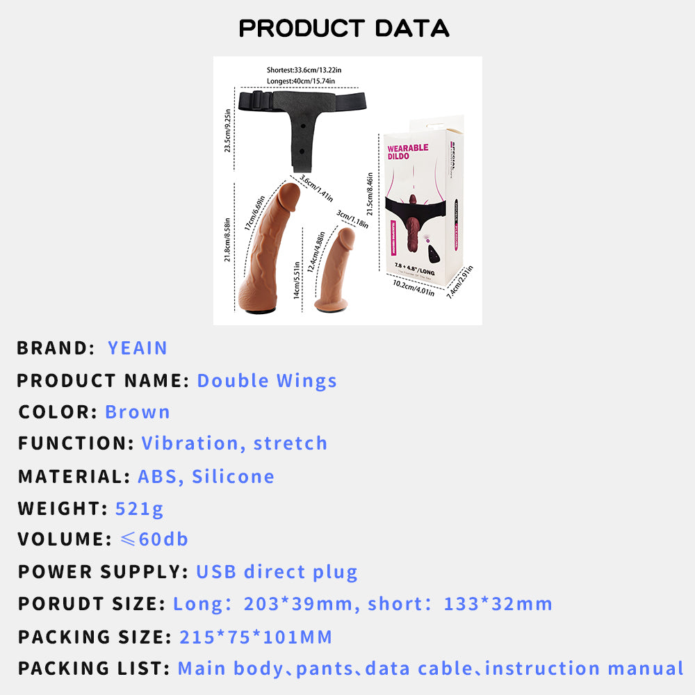 Vibrating Telescopic Remoted Wearable Dual Dildos Combo