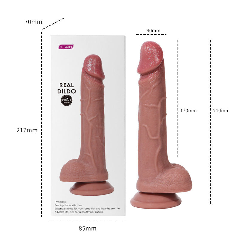 Health Friendly Silicone Soft Resilient Dark Skin Color Dildo