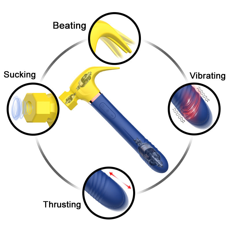 Multiple Functional 4 In 1 Pleasures Sex Hammer Dildo Vibrator