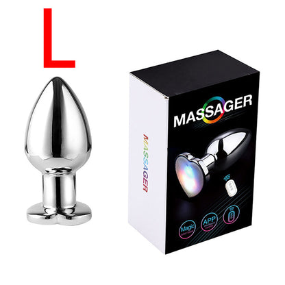 Dual Remote Colorful Heart Light Stainless Steel Anal Plug