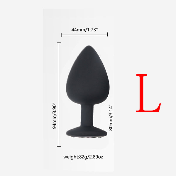 Black Body White Jewelry Multiple Sizes Silicone Anal Plug