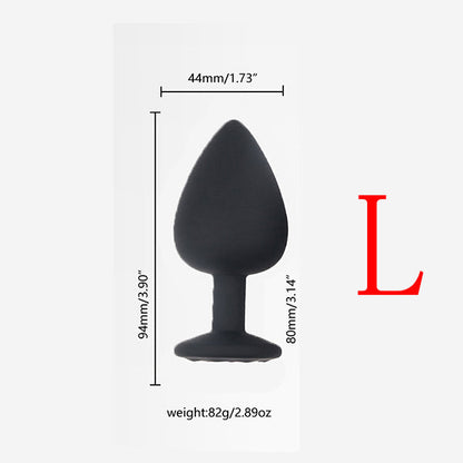 Black Body White Jewelry Multiple Sizes Silicone Anal Plug