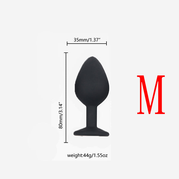 Black Body White Jewelry Multiple Sizes Silicone Anal Plug