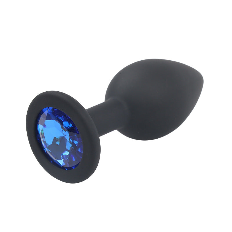 Black Body White Jewelry Multiple Sizes Silicone Anal Plug