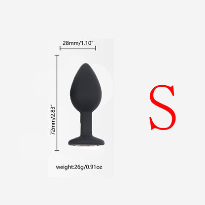 Black Body White Jewelry Multiple Sizes Silicone Anal Plug