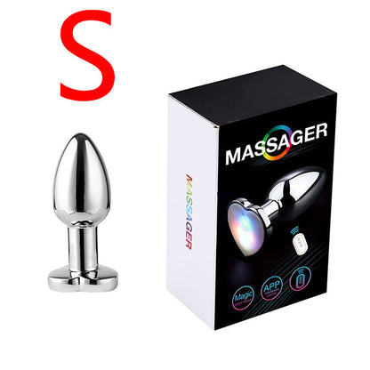Dual Remote Colorful Heart Light Stainless Steel Anal Plug
