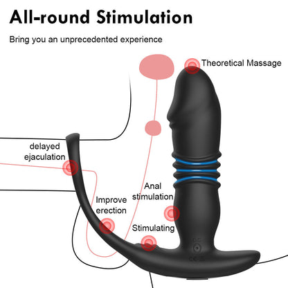 Multi Use All-Round Stimulation Remote Cock Ring Anal Vibrator
