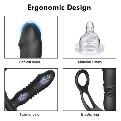 Multi Use All-Round Stimulation Remote Cock Ring Anal Vibrator