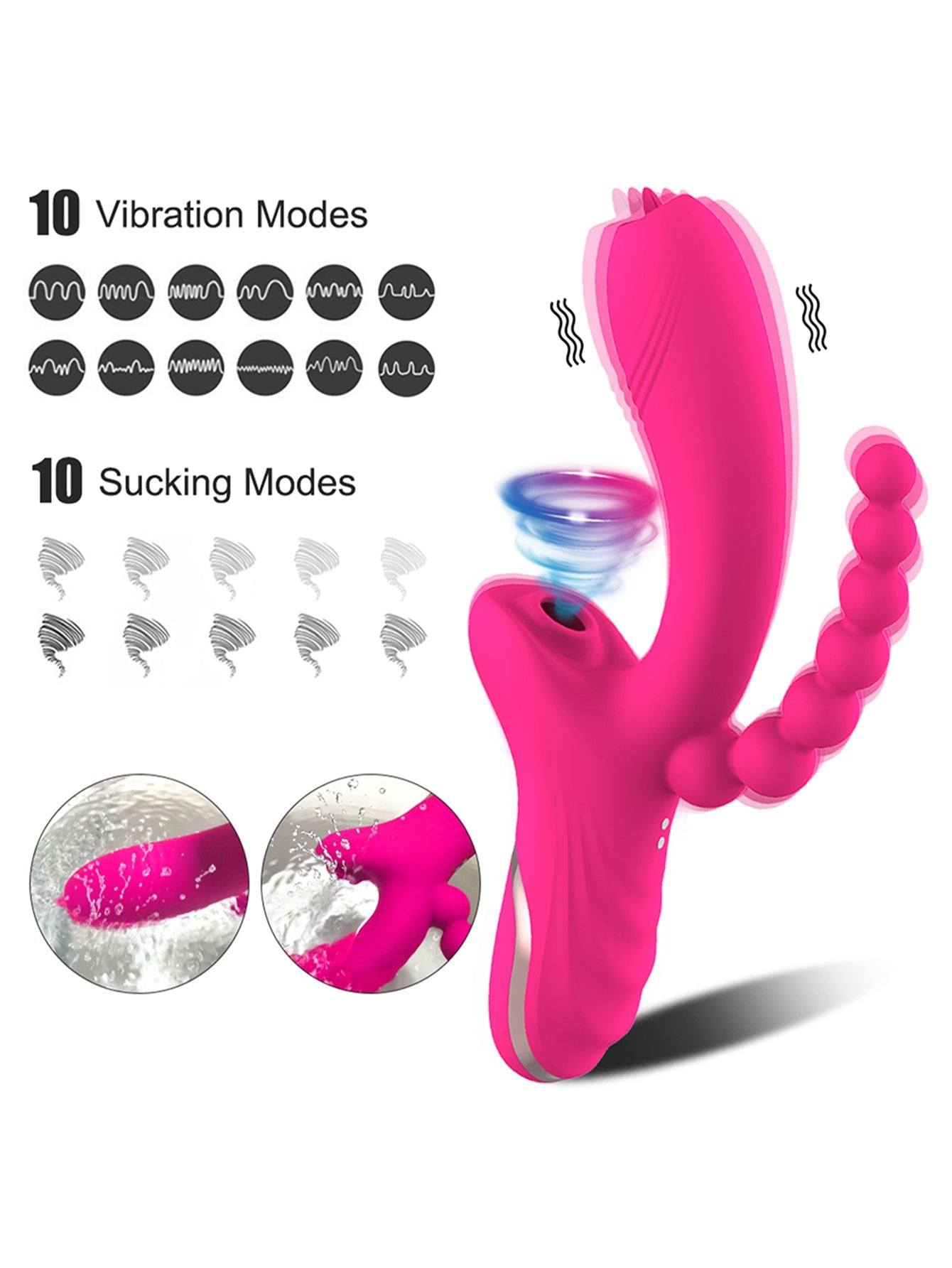 Hygienic Silicone Multi Pleasure Super Silent Sucking Vibrator
