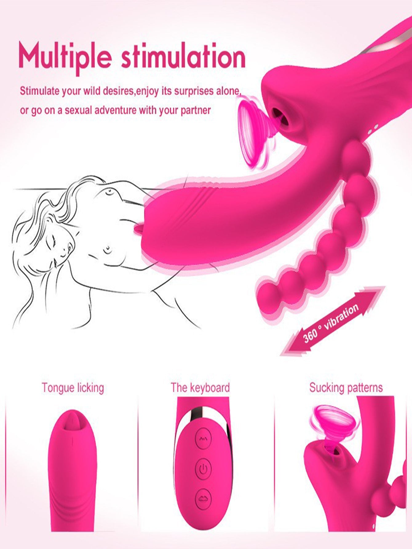 Hygienic Silicone Multi Pleasure Super Silent Sucking Vibrator