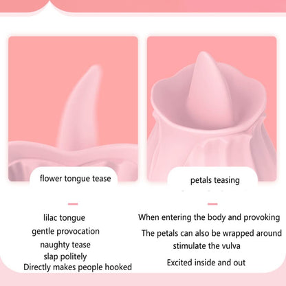 Pink Rose Tongue Designed Magnetic Charging Licking Vibrator