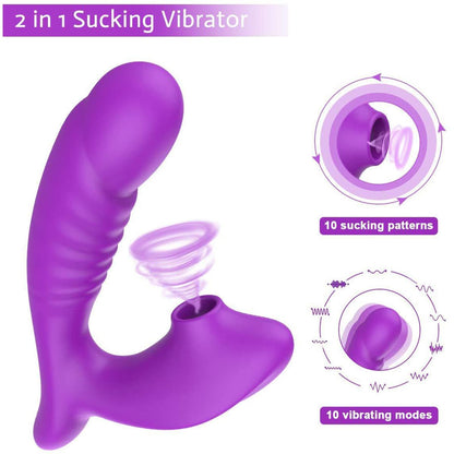 Soft Silicone Textured Shape Sucking Vibrating Dildo Toy