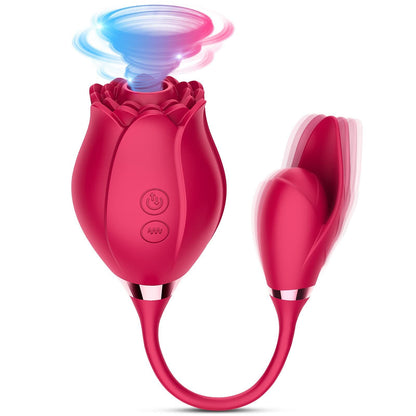Rose And Leaf Silicone Female Clitoris Sucking Vibrator
