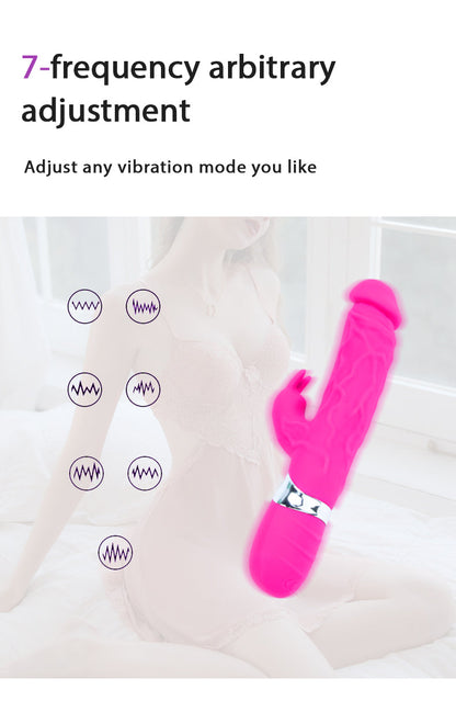 Classic Rabbit Ears Waterproof Silicone Penis Shape Vibrator