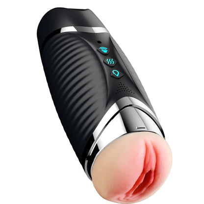 Intelligent Heating Oral Vaginal Dual Head Vibrating Masturbator