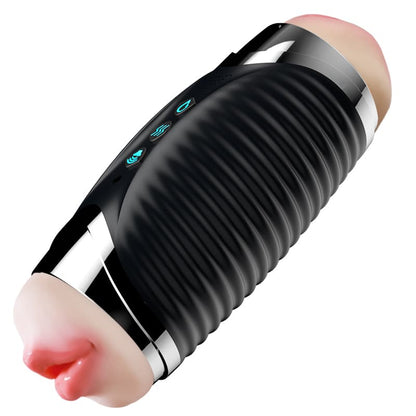 Intelligent Heating Oral Vaginal Dual Head Vibrating Masturbator