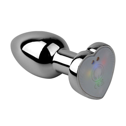 Dual Remote Colorful Heart Light Stainless Steel Anal Plug