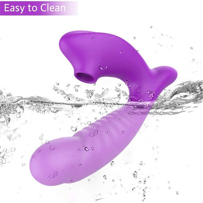 Soft Silicone Textured Shape Sucking Vibrating Dildo Toy